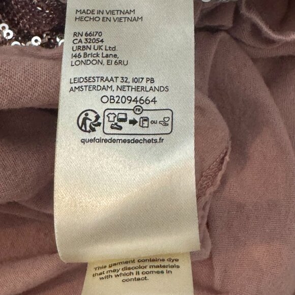 Free People Nellie Twofer Mauve Pink Oversized Sequin Long Sleeve Tee Tunic XS - Picture 15 of 16